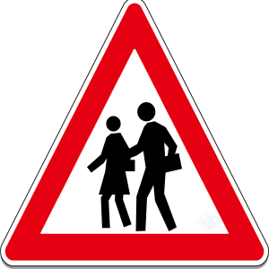 Pedestrians on the road ahead